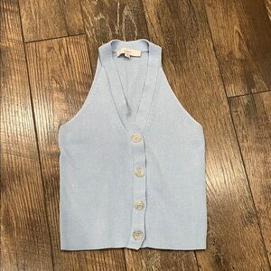 Loft  Blue Button-Up Knit Vest